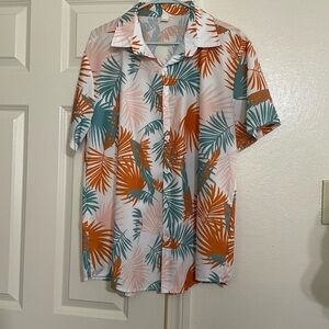 Tropical Leaf Print Men's Shirt